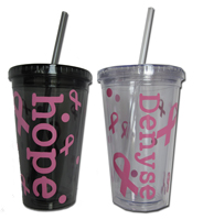 Personalized Acrylic Cups (Pink Ribbon)