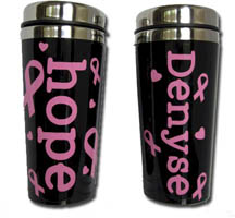 Personalized Stainless Steel Tumbler (20 oz - Pink Ribbon)