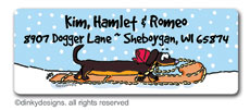 Dinky Designs - Holiday Address Labels (Dog sled snowman) (RA-830D)