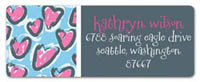 Dinky Designs Address Labels - Aqua + Steel Leopard Hearts (RA-929A)