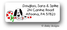 Dinky Designs Address Labels - Dog with candy cane (RASH-105D)