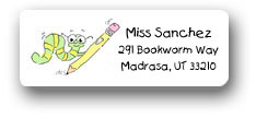 Dinky Designs Address Labels - Worm with pencil (RAV-003W)