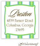 Little Lamb Design Address Labels - Blue and Green Striped