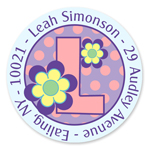 Name Doodles - Small Round Address Labels (Dotty Flower) (106A-C21)