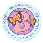 Name Doodles - Small Round Address Labels (Dotty Butterfly) (111A-C21)