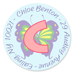 Name Doodles - Small Round Address Labels (Pastel Butterfly) (111B-C21)
