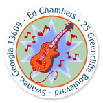 Name Doodles - Small Round Address Labels (Jazzy Guitar) (GDMQ-C14)