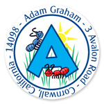Name Doodles - Small Round Address Labels (Alpha Animals Blue) (NDBA-C20)