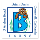 Name Doodles - Square Address Labels (Alpha Animals Blue) (NDBA-S20)