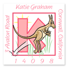 Name Doodles - Square Address Labels (Alpha Animals Pink) (NDGA-S21)