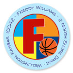 Name Doodles - Small Round Address Labels (Sporty Basketball Blue) (SBKB-C20A)
