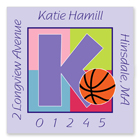 Name Doodles - Square Address Labels (Sporty Basketball Lilac) (SBKB-S13A)