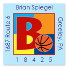 Name Doodles - Square Address Labels (Sporty Basketball Blue) (SBKB-S20A)