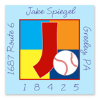 Name Doodles - Square Address Labels (Sporty Baseball Blue) (SBSB-S20A)