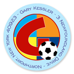 Name Doodles - Small Round Address Labels (Sporty Soccer Blue) (SCRA-C20A)