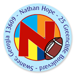 Name Doodles - Small Round Address Labels (Sporty Football Blue) (SFTB-C20A)