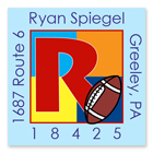 Name Doodles - Square Address Labels (Sporty Football Blue) (SFTB-S20A)