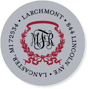Noteworthy Collections - Address Labels (Acanthus with Ribbon - Maroon & Silver) (QG-385)