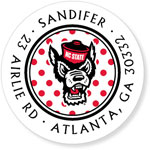 Noteworthy Collections College Address Labels - Mr. Wuf Polka Dot White (North Carolina State University) (CQ-NCS16)