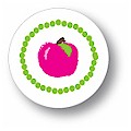 Polka Dot Pear Design - Round Address Labels/Stickers (Pink Apple) (1277c)