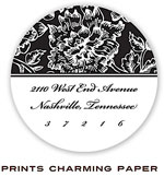 Prints Charming Address Labels - Black Floral Damask (EL2086)