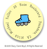 Stacy Claire Boyd Return Address Label/Sticky - Tiny Rollerblade - Boy