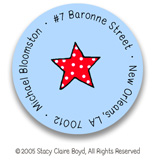 Stacy Claire Boyd Return Address Label/Sticky - Tiny Blue Dotty Stars