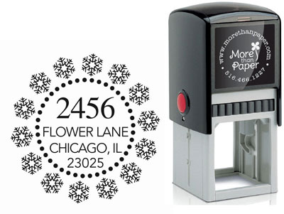 Dotted Snowflake Custom Self-Inking Stamps by More Than Paper (4924)