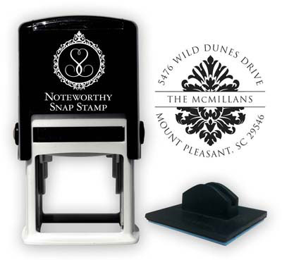Noteworthy Collections - Custom Self-Inking Address Stampers (Damask) (NS-309)