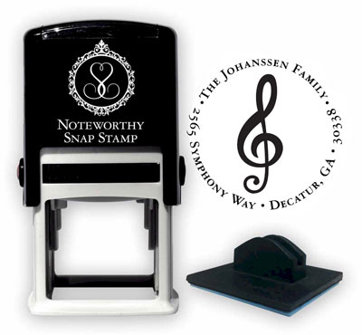 Noteworthy Collections - Custom Self-Inking Address Stampers (Clef Note) (NS-437)