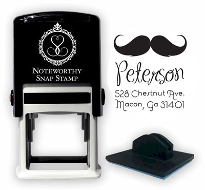 Noteworthy Collections - Custom Self-Inking Address Stampers (Mustache Square) (NS-454)