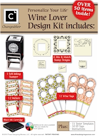 Three Designing Women Self-Inking Stamper Changeables Gift Sets and Design Packs - Wine Lover (CHBXSETWine)