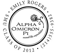 Three Designing Women - Custom Self-Inking Stamps #CS-8002 (Alpha Omicron Pi Sorority)