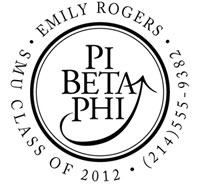 Three Designing Women - Custom Self-Inking Stamps #CS-8002 (Pi Beta Phi Sorority)