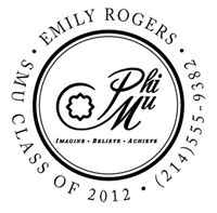Three Designing Women - Custom Self-Inking Stamps #CS-8002 (Phi Mu Sorority)