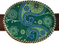 Paisley Emerald Belt Buckles by EA Designs (EA-paisley-emerald)