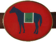 Bit o Horsey Red Belt Buckles by Julie Browning Bova (bitohorsey-red)