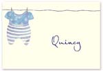 Checkerboard Folded Note - Cute Clothesline in Blue (AVA-FIO-I)