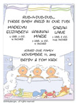 Dinky Designs Birth Announcements - Rub A Dub Triplets (IAL-131R)
