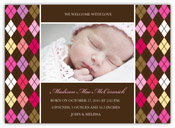 Mayberry Design - Birth Announcements (Argyle Pink - Photo) (1065-5la)