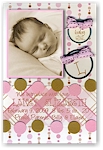 Scrapbook Photo Birth Announcements - Pink and Brown Dots Plaid