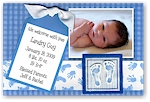 Scrapbook Photo Birth Announcements - Pitter Patter Blue