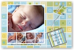 Scrapbook Photo Birth Announcements - Retro Squares Boy Collage