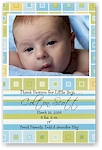 Scrapbook Photo Birth Announcements - Retro Squares/Stripes Boy