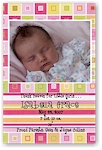 Scrapbook Photo Birth Announcements - Retro Squares/Stripes Girl