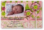 Scrapbook Photo Birth Announcements - Ribbon Flowers