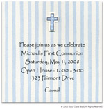 Stacy Claire Boyd Birth Announcement - Blue Mist Stripes - Cross (55123)