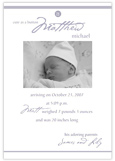 Digital Photo Birth Announcements by Take Note Designs - 5X7 Photo boy cute as a button cardstock (TND-Q0971)