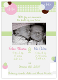 Digital Photo Birth Announcements by Take Note Designs - 5X7 Photo boy and girl twin cardstock (TND-Q0987)