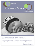 Digital Photo Birth Announcements by Take Note Designs - 5X7 Photo boy mod circles cardstock (TND-Q1038)